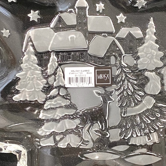 MIKASA Glass Star Shaped Christmas Tree Embossed Holiday Platter Germany NWOT - Picture 6 of 8